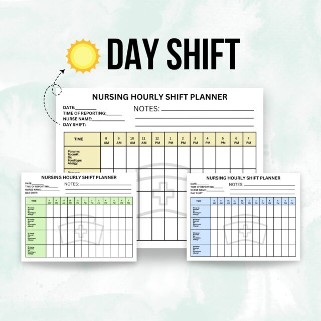 Nurse Hourly Shift Planner Editable | 4 Patient Medication | Report Sheet Nurse | Nurse Shift Day/Night Planner | Medsurg Report Sheet - Image 3