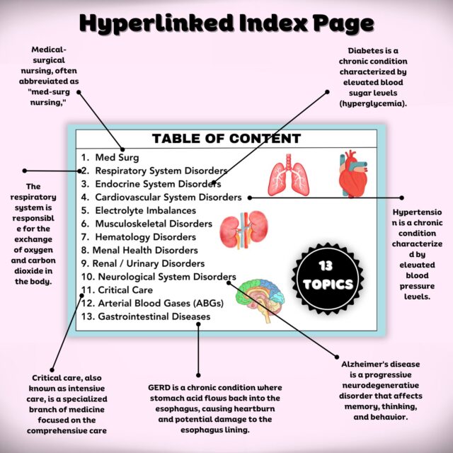 Med-Surg Flash Card with Hyperlinked | 118+FlashCard | Med-Surg Study Note | Nursing School Guide | Instant Download | Medical-Surgical Note - Image 3