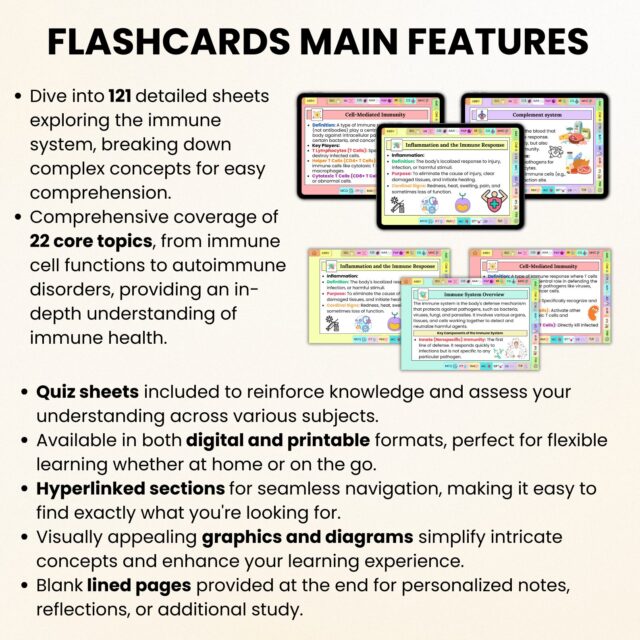 Immune System Flashcards Hyperlinked with Stickers | Nursing Study Card | Medical Flashcards | Biology Study Aid | Immune System Study Guide - Image 6