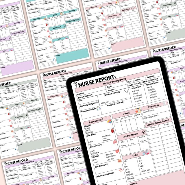 ICU Nurse Report Sheet | ICU Nurse Handoff Sheet | Editable & Printable | Study Guide | 5 Different Colors | Instant Download Sheets - Image 9