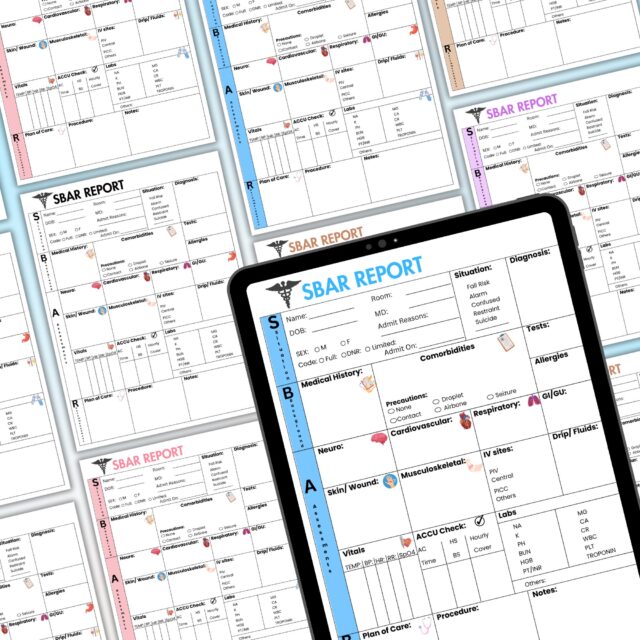 SBAR Nurse Report Sheet | Editable or Printable Nurse Report Sheet | 20 Sheet 4 Size Include | Different Color | Instant Download | Nurse RN - Image 4