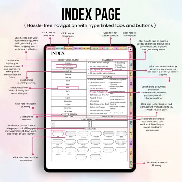 Weight Loss Tracker, Fitness Tracker, Calories Calculator, Weight Loss PDF, Meal Planner. Habit Tracker, Digital Workout Planner - Image 3