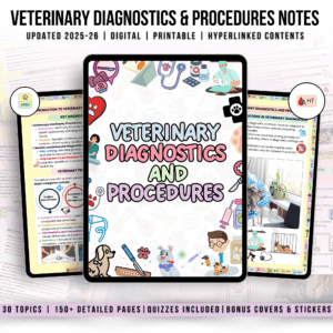 Veterinary Diagnostics Procedures Note, Veterinary Nurse Study Guide, Vet Med Student, Instant Download, Vet Tech Note, medical student book