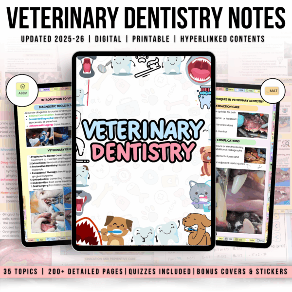 Veterinary Dentistry Notes Hyperlinked Bundle, Vet School Study Notes, UPDATED 2025-26, Vet Dentistry, Instant Download, Vet Dental Notes