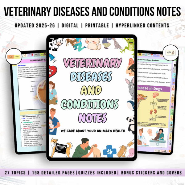 Veterinary Diseases and Conditions Bundle, Updated 2025-26, Animal Disease Study Guide, Veterinary Study, Veterinary Nurse, Vet Medical