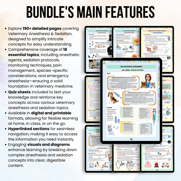 Anesthesia and Sedation Notes Hyperlinked, Vet Med Study Guide, UPDATED 2025-26, Anesthesia for Vet, Free Quizz Stickers & Cover - Image 3