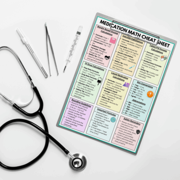 Medication Math Cheat Sheet, Bonus Medication Log, Updated 2025-26, Weight Based Dosage Calculation, Medication Reference, Instant Download - Image 3