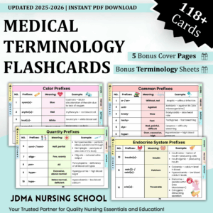 Medical Terminology Flashcards 118+ Cards, 5 Bonus Cover Pages, Bonus Terminology Sheets, Healthcare Flashcards, Healthcare Terminology