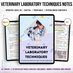 Veterinary laboratory Techniques Notes 34 Topics Included, Lab Techniques for Vets, Vet Medicine Lab Skills, Vet Tech Lab Reference