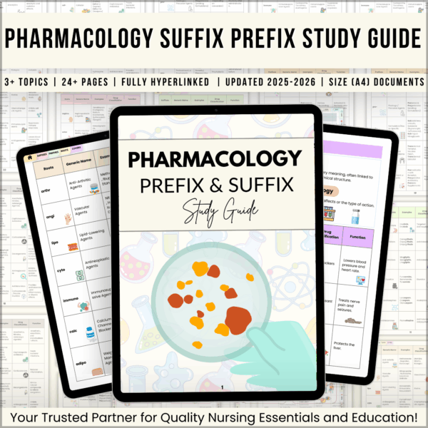 Pharmacology Suffix Perfix Study Guide, Pharmacology Revision, Pharmacology for Beginners, Pharmacology Made Simple Instant Download
